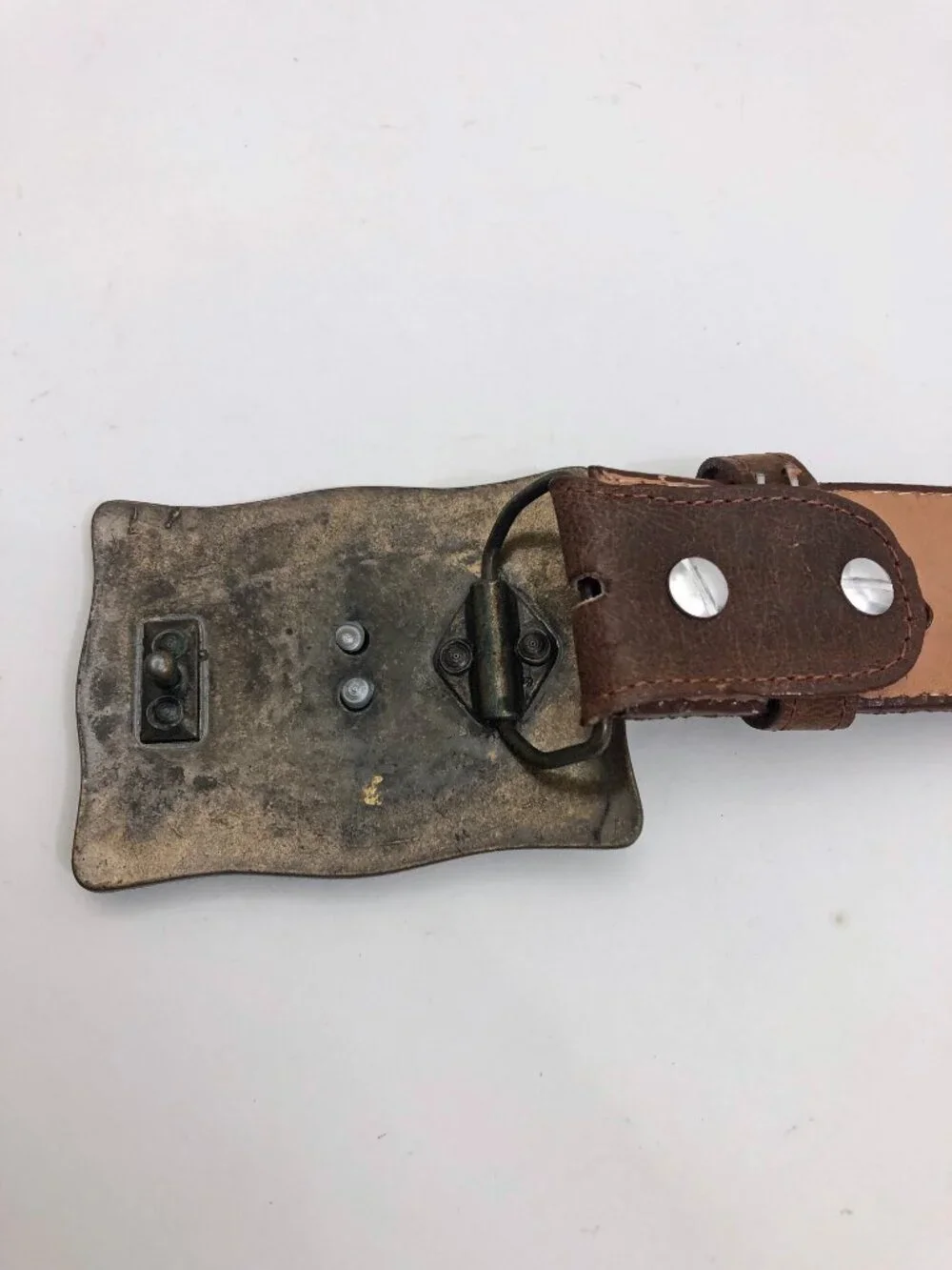 Western leather Belt Size 36 Brown w/Longhorn Buckle & Braided Accent Belt
